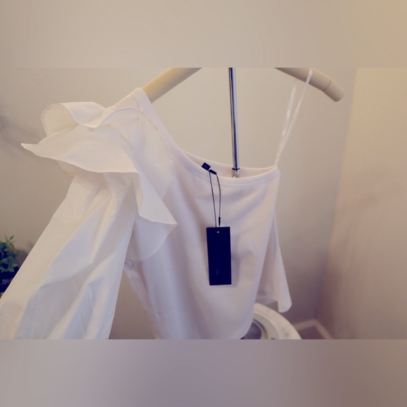 •VERONICA BEARD •Diantha One-Sleeve Ruffled Poplin •New w/Tags •Size: Small - Picture 3 of 8